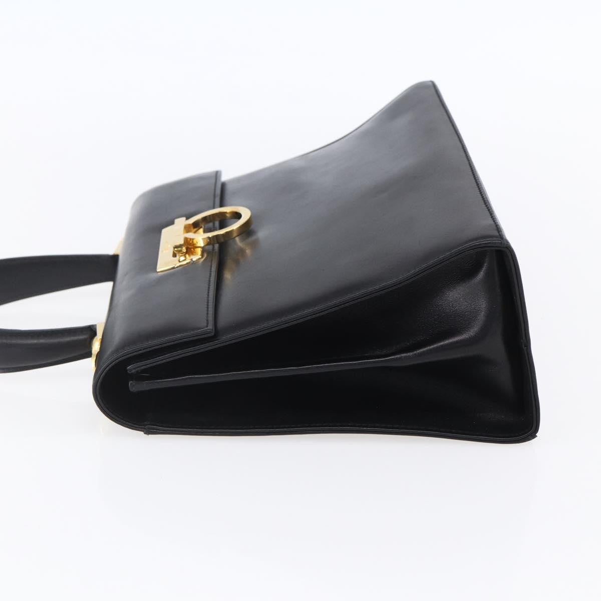 Salvatore Ferragamo Gancini handbag Leather, BLACK, LEATHER, Handbag