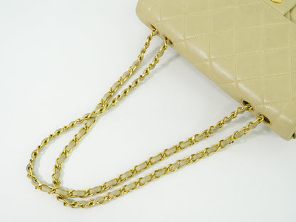 Chanel Vintage Square Flap Bag Quilted Lambskin, BEIGE, LEATHER, Shoulder bag
