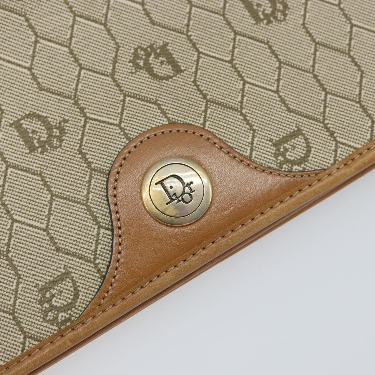 Christian Dior Vintage honeycomb clutch Canvas, BEIGE, CANVAS, Clutche & pouche