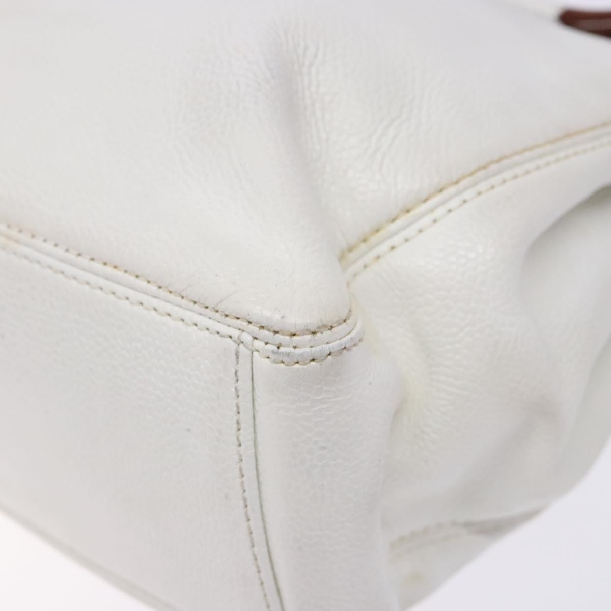 Chanel Vintage Wooden Ring Tote Leather, WHITE, LEATHER, Tote bag