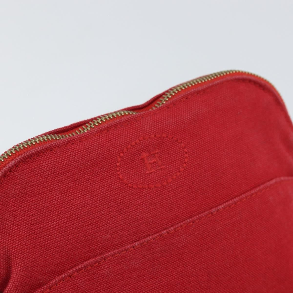 Hermes Bolide Travel Pouch Canvas, RED, CANVAS, Clutche & pouche