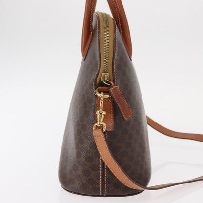 Celine Vintage Macadam Handbag Canvas and Leather, BROWN, CANVAS, Handbag