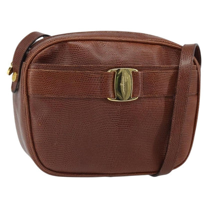Salvatore Ferragamo Vara Bow camera Shoulder Bag Leather, BROWN, LEATHER, Shoulder bag