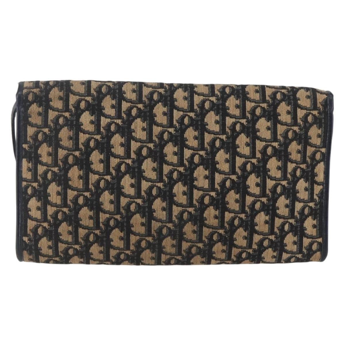 Christian Dior Vintage Trotter Flap Shoulder Bag Diorissimo Canvas, NAVY, CANVAS, Shoulder bag