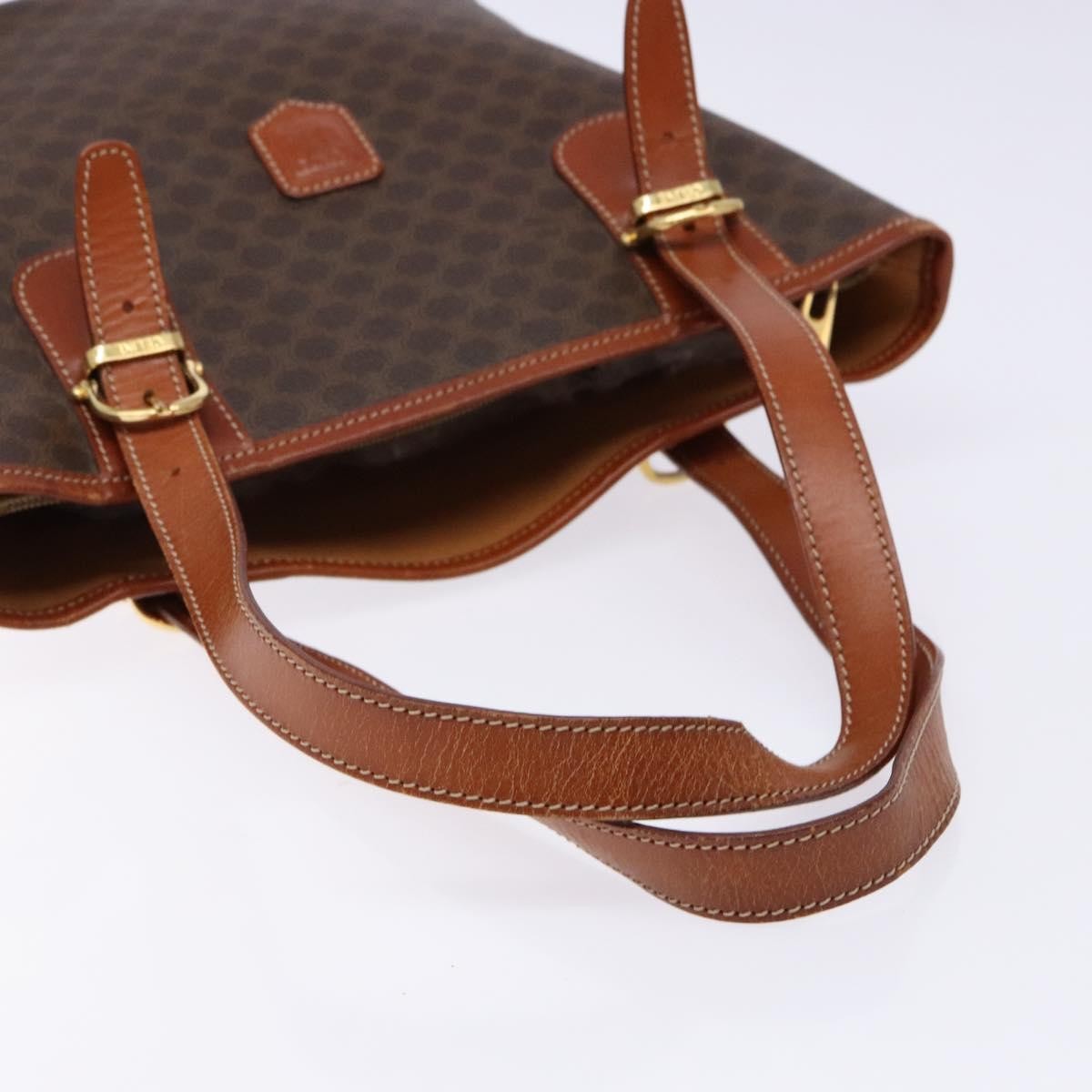 Celine Vintage Macadam Shopper Tote Coated Canvas, BROWN, CANVAS, Tote bag