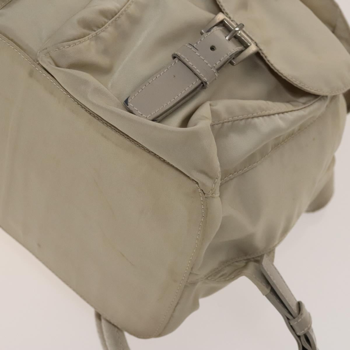 Prada Vela Double Front Pocket Backpack Tessuto with Saffiano Leather, SILVER, NYLON, Backpack