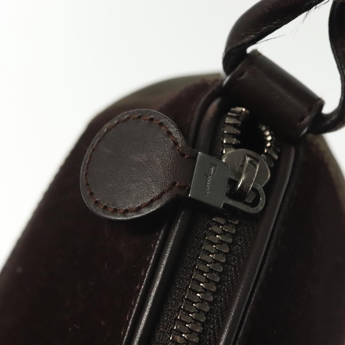 Salvatore Ferragamo Pochette Pony Hair, BROWN, SUEDE, Shoulder bag