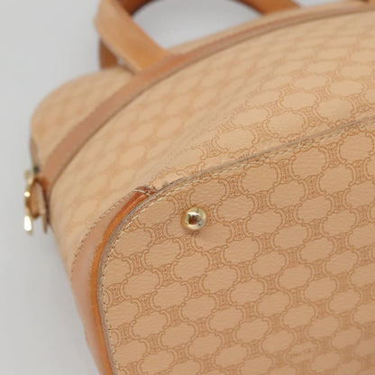 Celine Vintage Macadam Handbag Canvas and Leather, BEIGE, CANVAS, Handbag