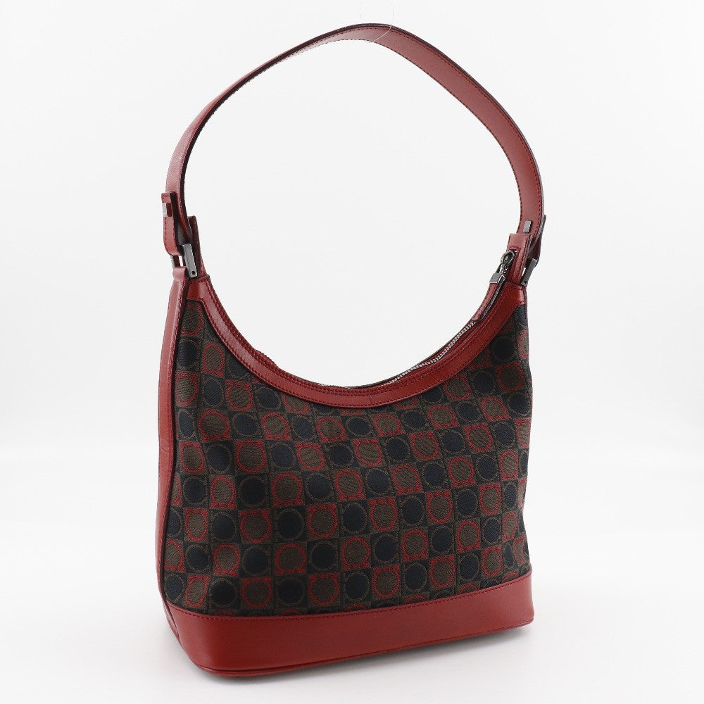Salvatore Ferragamo Gancini Shoulder Bag Canvas, RED, CANVAS, Shoulder bag