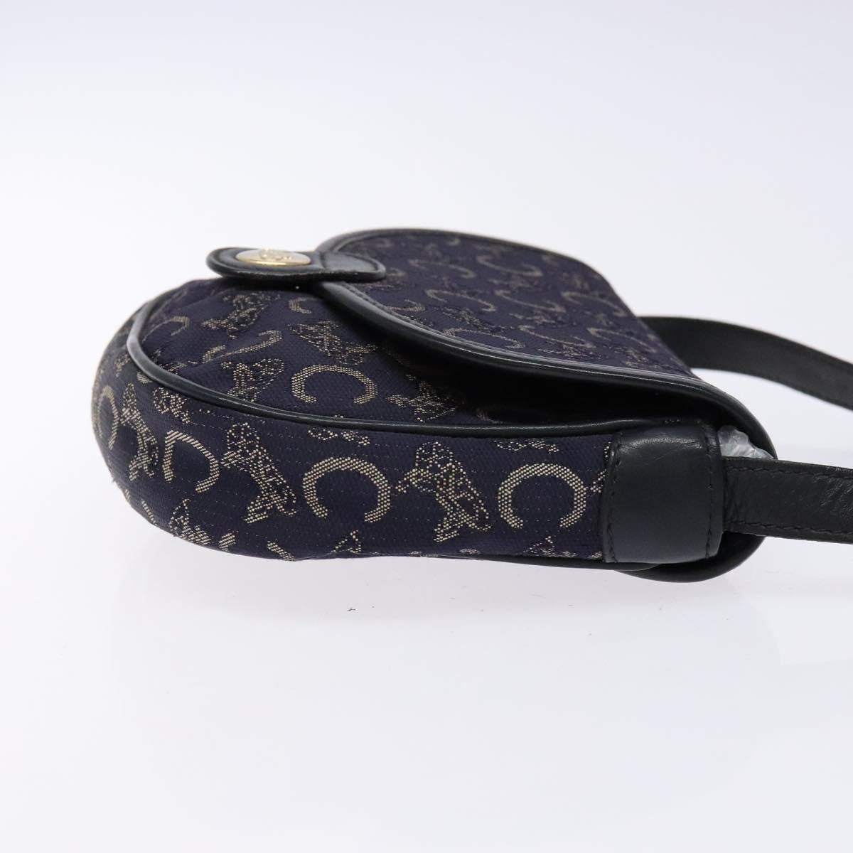 Celine C Sulky Shoulder bag Canvas and Leather, NAVY, CANVAS, Shoulder bag