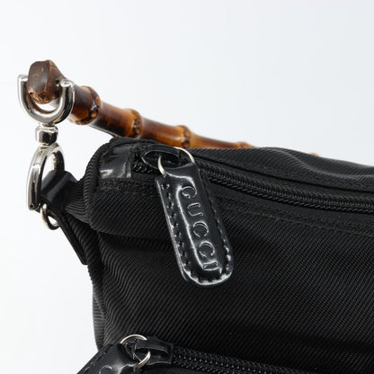 Gucci Vintage Bamboo Handle Bag Nylon, Black, Nylon, Handbag