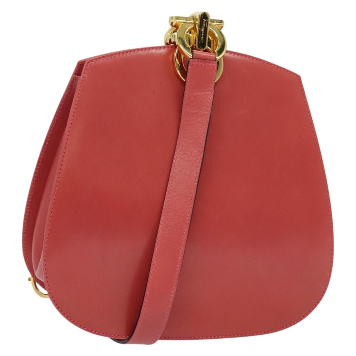 Salvatore Ferragamo Gancini Shoulder Bag Leather, PINK, LEATHER, Shoulder bag