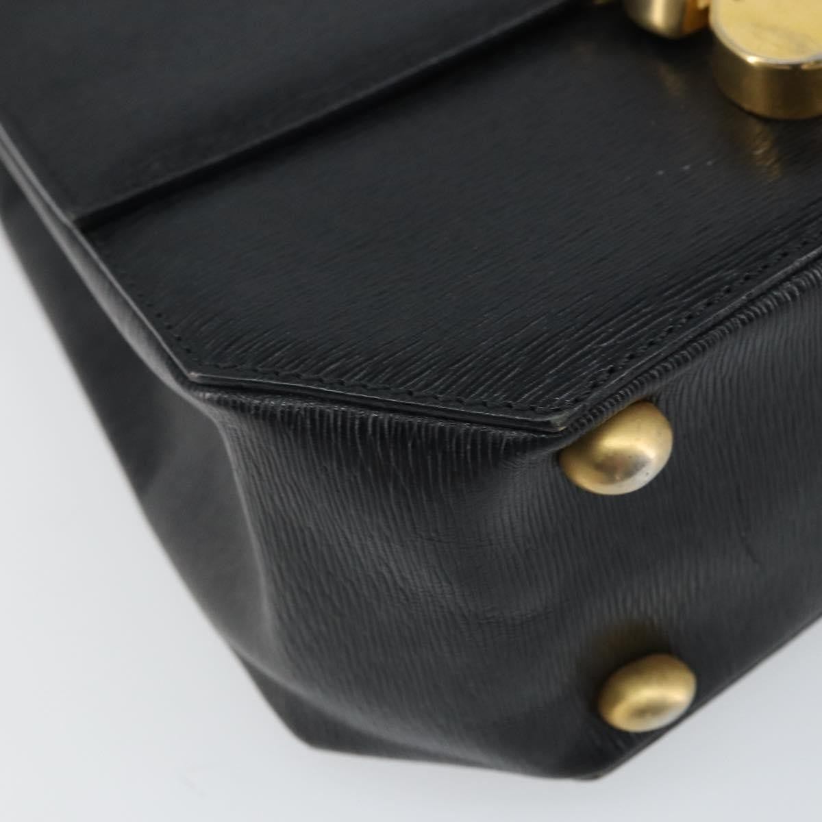 Celine Vintage Triomphe Flap Bag Leather, BLACK, LEATHER, Handbag