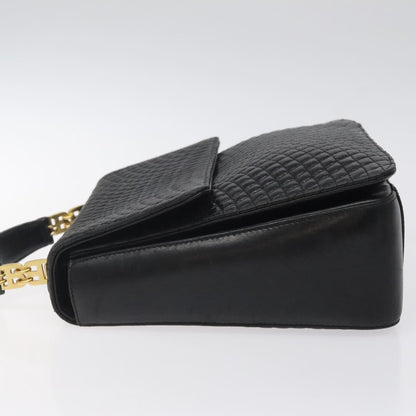 Bally Vintage Flap Handbag Quilted Leather, BLACK, LEATHER, Handbag