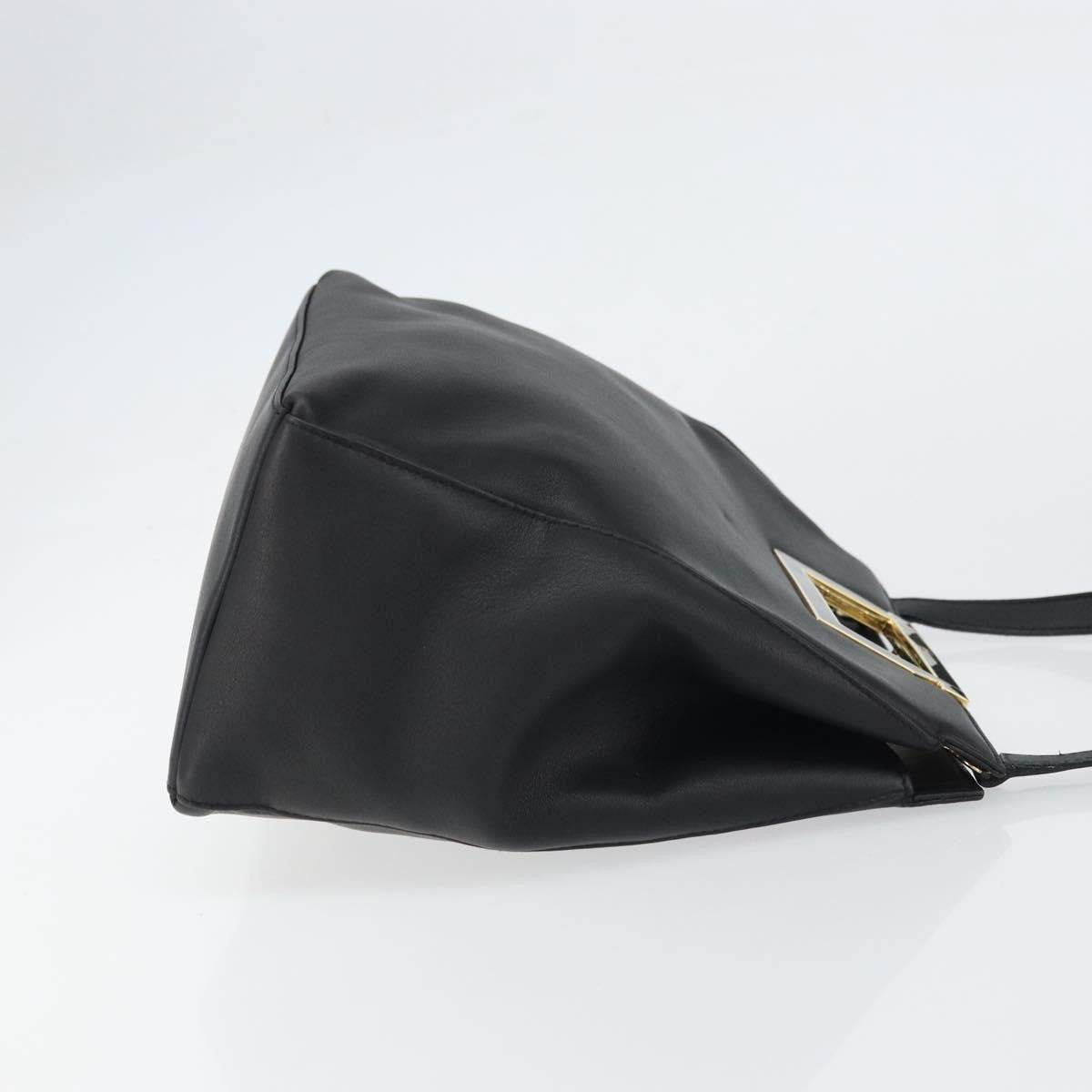 Salvatore Ferragamo Gancini Shoulder Bag Leather, BLACK, LEATHER, Shoulder bag