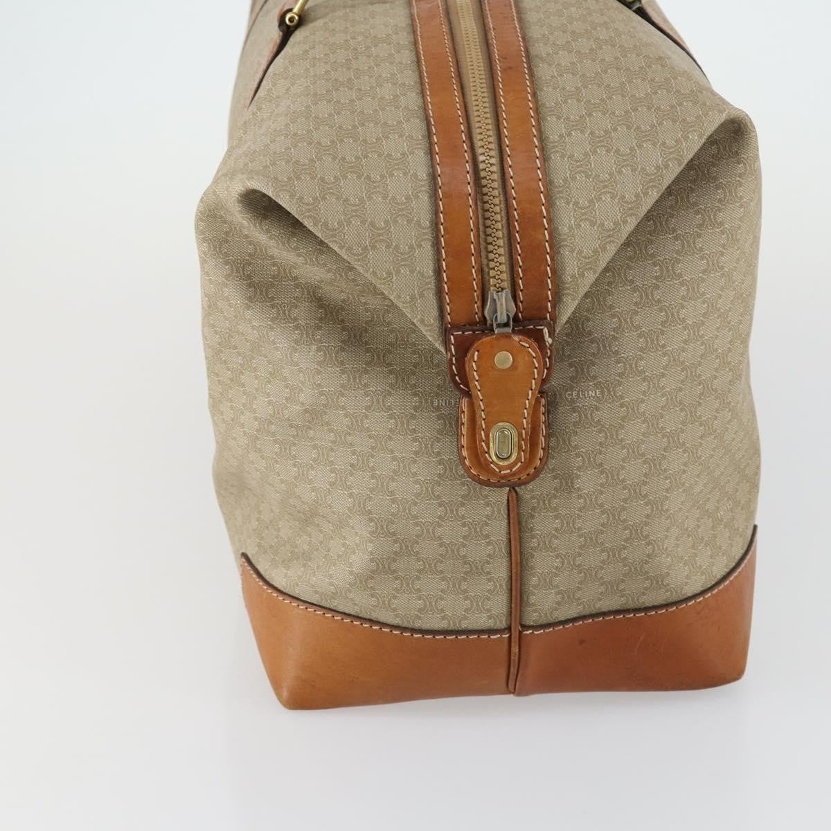 Celine Vintage Macadam Boston bag Canvas and Leather, BEIGE, CANVAS, Travel bag