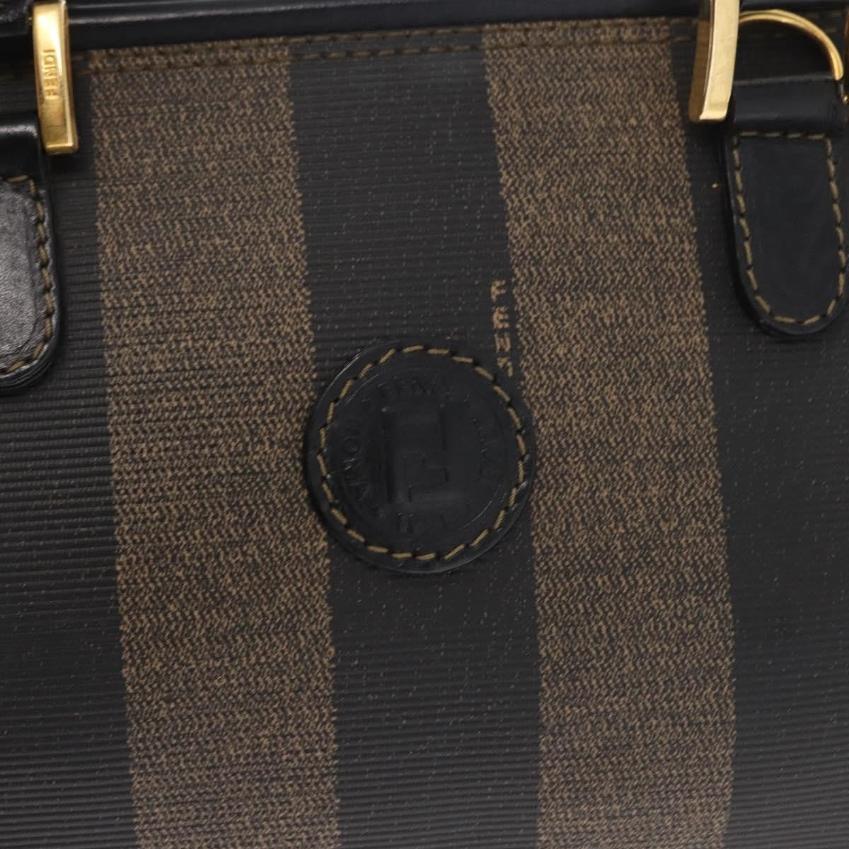 Fendi Vintage Pequin Convertible Boston Bag Coated Canvas, BROWN, CANVAS, Travel bag