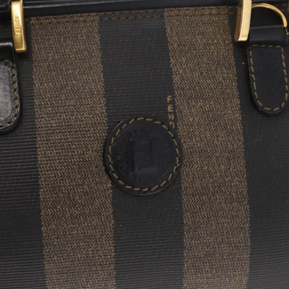 Fendi Vintage Pequin Convertible Boston Bag Coated Canvas, BROWN, CANVAS, Travel bag