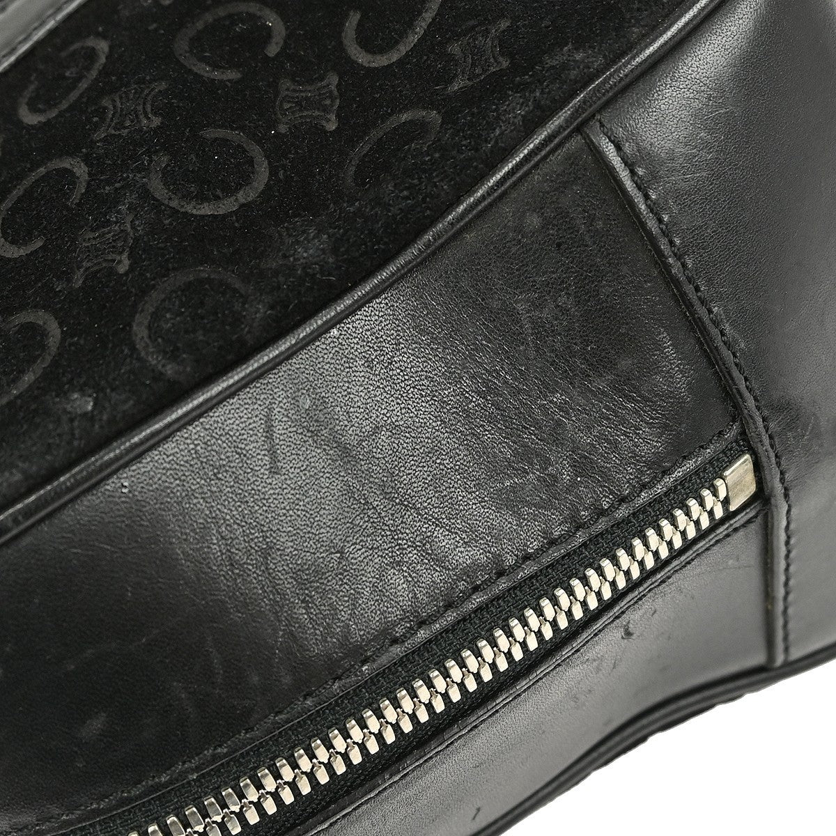 Celine C Macadam Handbag Suede, BLACK, SUEDE, Handbag