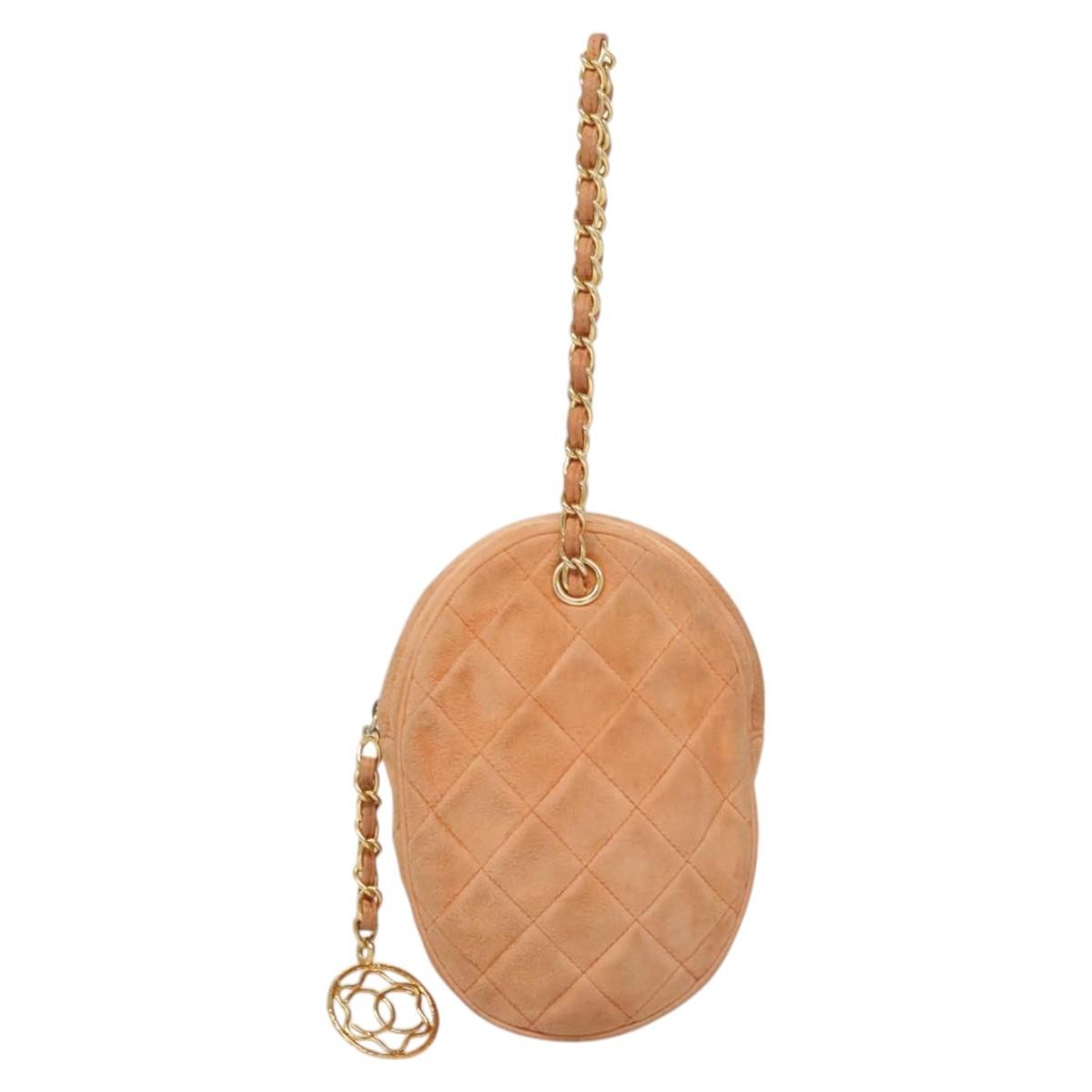 Chanel Coco Charm Wristlet Pouch Multicolor Canvas, ORANGE, SUEDE, Clutche & pouche