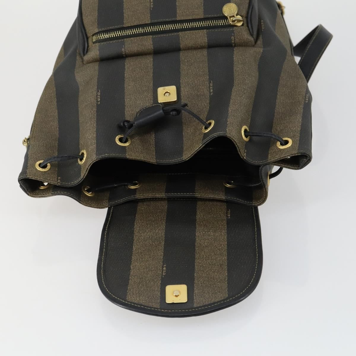 Fendi Pequin Front Pocket Backpack Coated Canvas, BROWN, PVC, Backpack