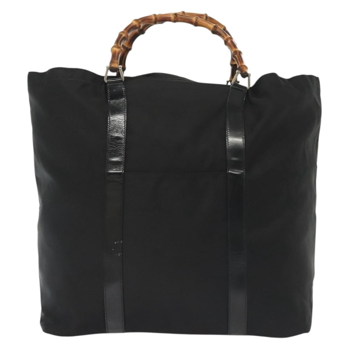 Gucci Bamboo Daily Tote Leather, Black, Nylon, Tote Bag