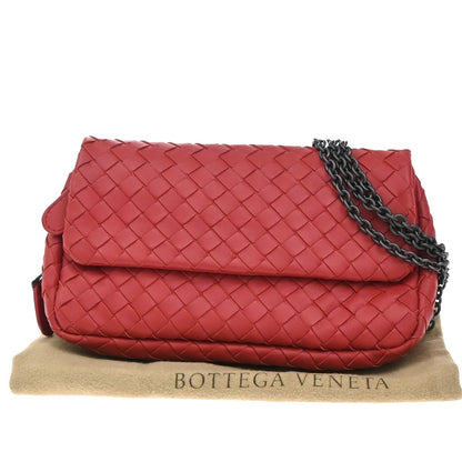 Bottega Veneta Expandable Chain Crossbody Bag Intrecciato Nappa, RED, LEATHER, Clutche & pouche
