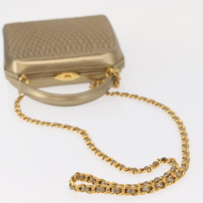 Bally Vintage Handbag Quilted Leather, GOLD, LEATHER, Handbag