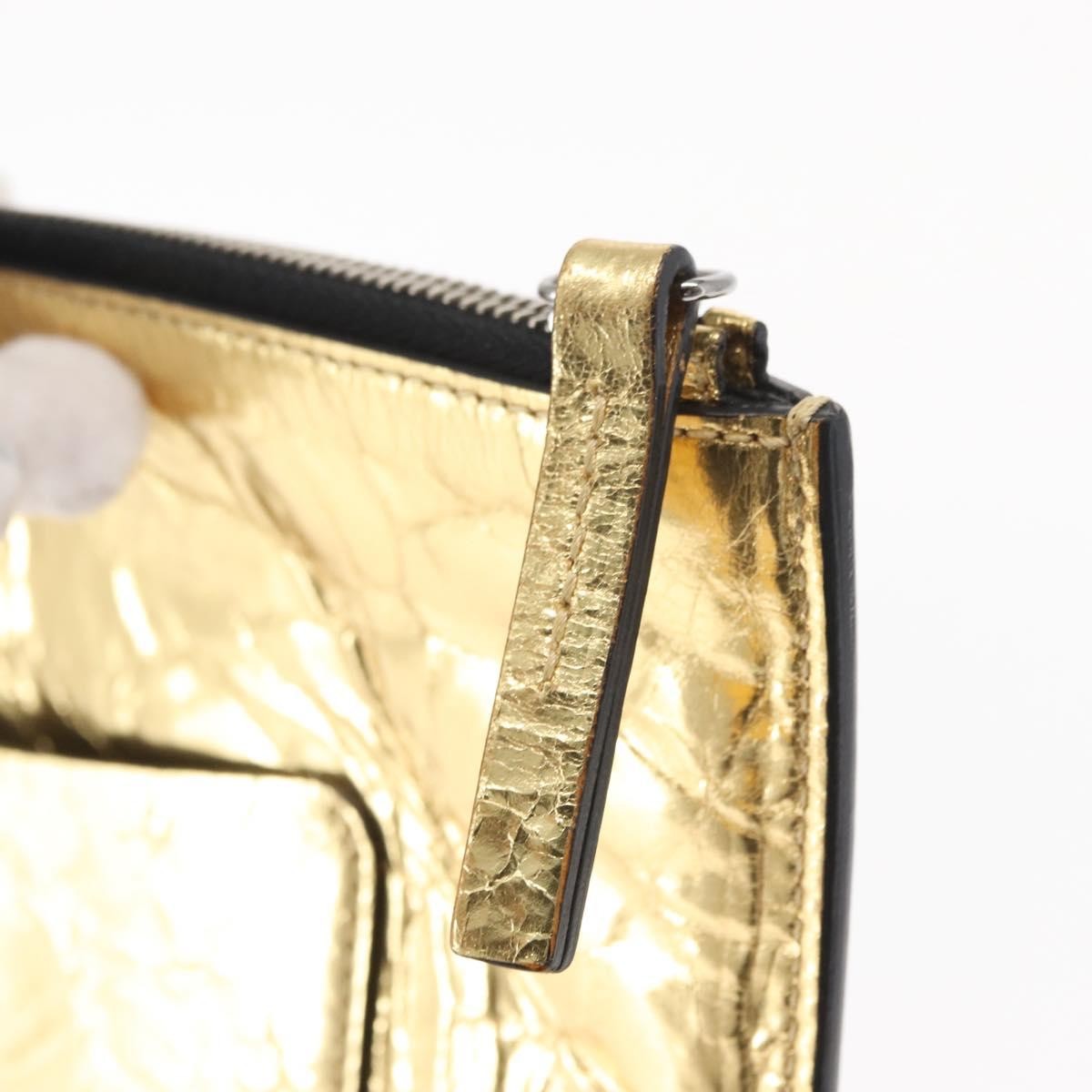 Chanel Feminine Pouch Crinkled Leather, GOLD, LEATHER, Clutche & pouche