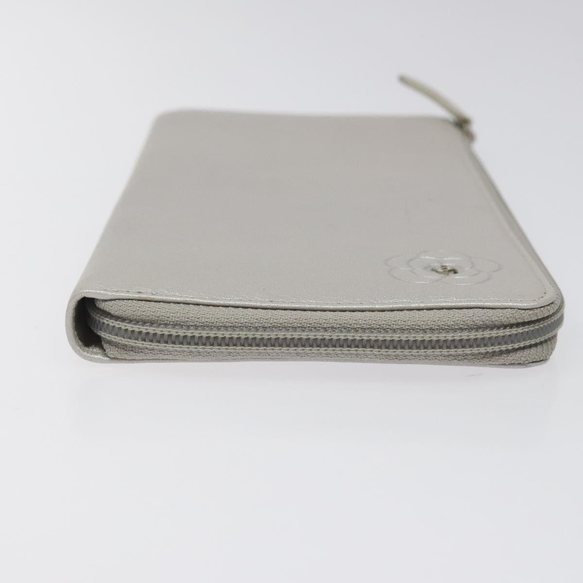 Chanel Camellia Zip Around Organizer Leather, SILVER, LEATHER, Wallets
