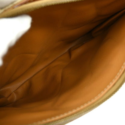 Celine Vintage Macadam Shoulder Bag Canvas and Leather, BEIGE, CANVAS, Shoulder bag
