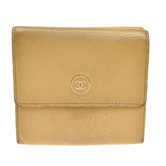 Chanel CC Trifold Flap Wallet Leather, BEIGE, LEATHER, Wallets