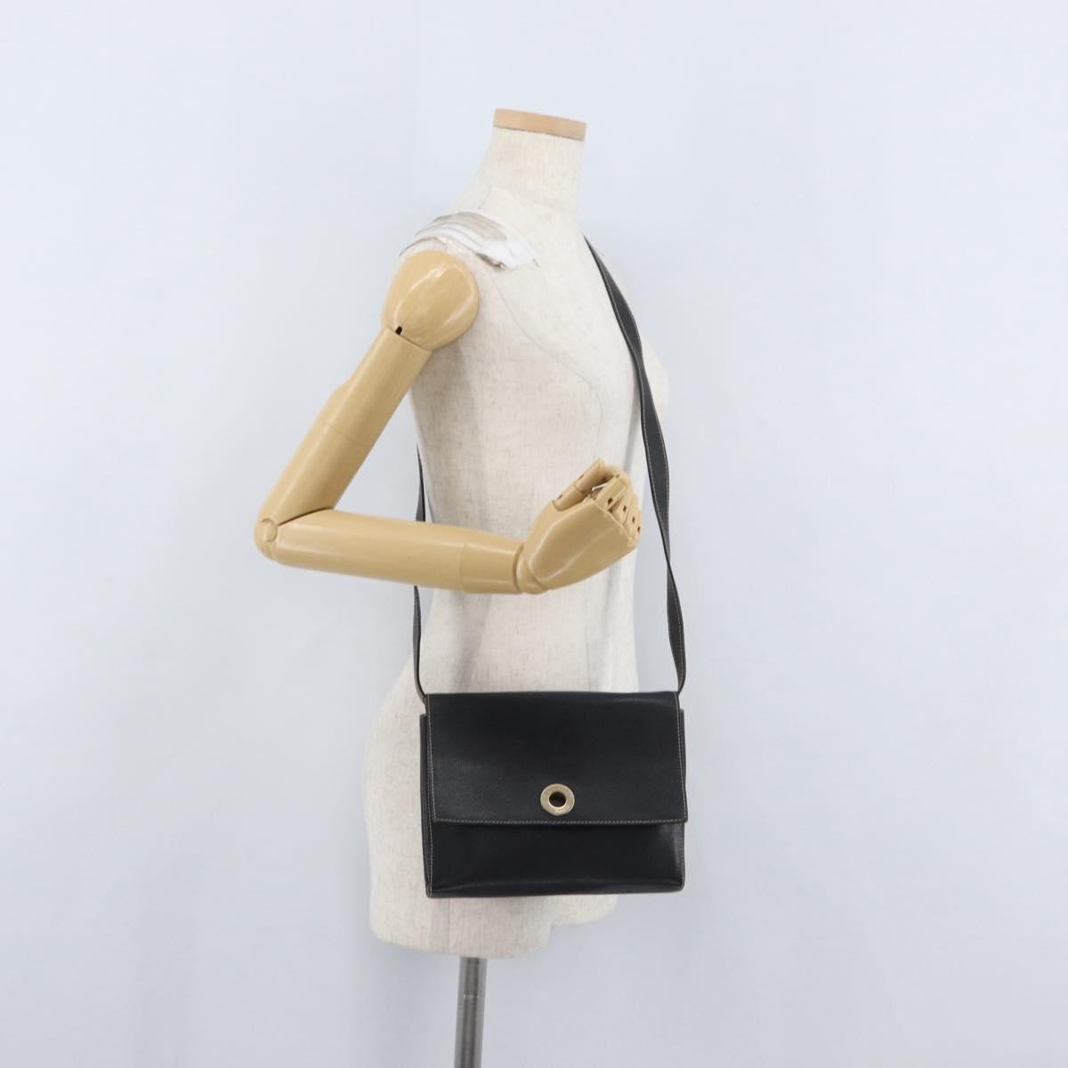 Celine Circle Logo Shoulder Bag Leather, BLACK, LEATHER, Shoulder bag