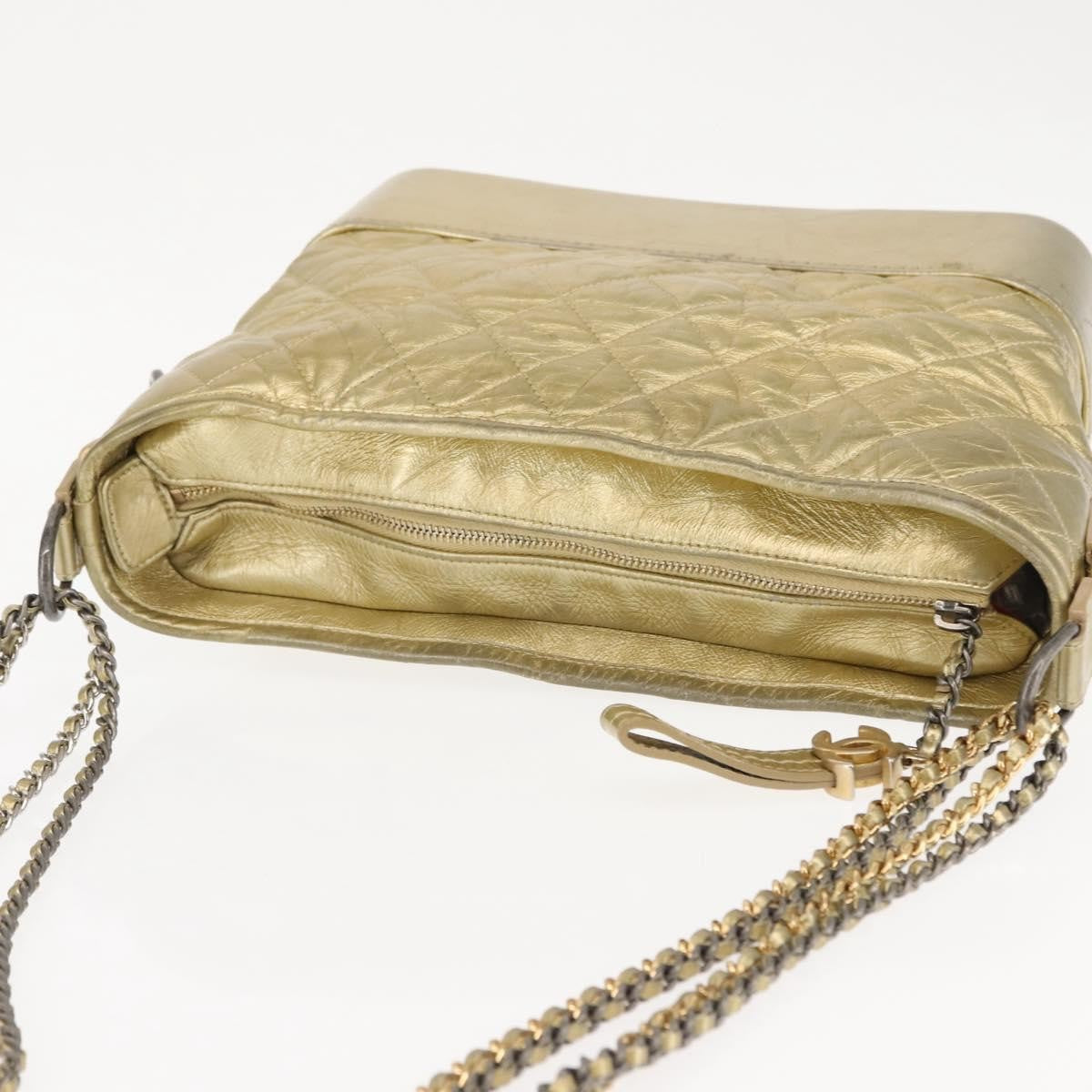 Chanel Gabrielle Hobo Quilted Metallic Aged Calfskin, GOLD, LEATHER, Shoulder bag