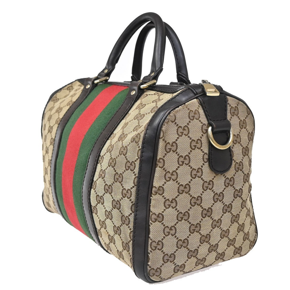 Gucci Vintage Web Boston Bag GG Canvas, BROWN, CANVAS, Handbag