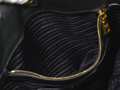 Prada Convertible Shopper Tote Soft Calf, BLACK, LEATHER, Tote bag