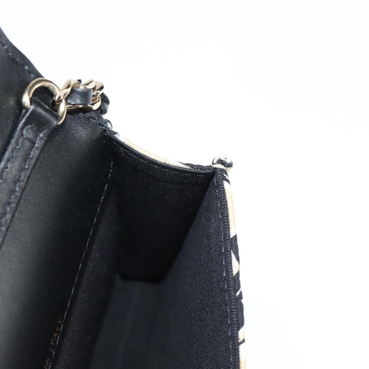 Chanel Flap Card Holder on Chain Quilted Printed Canvas, BEIGE, CANVAS, Clutche & pouche