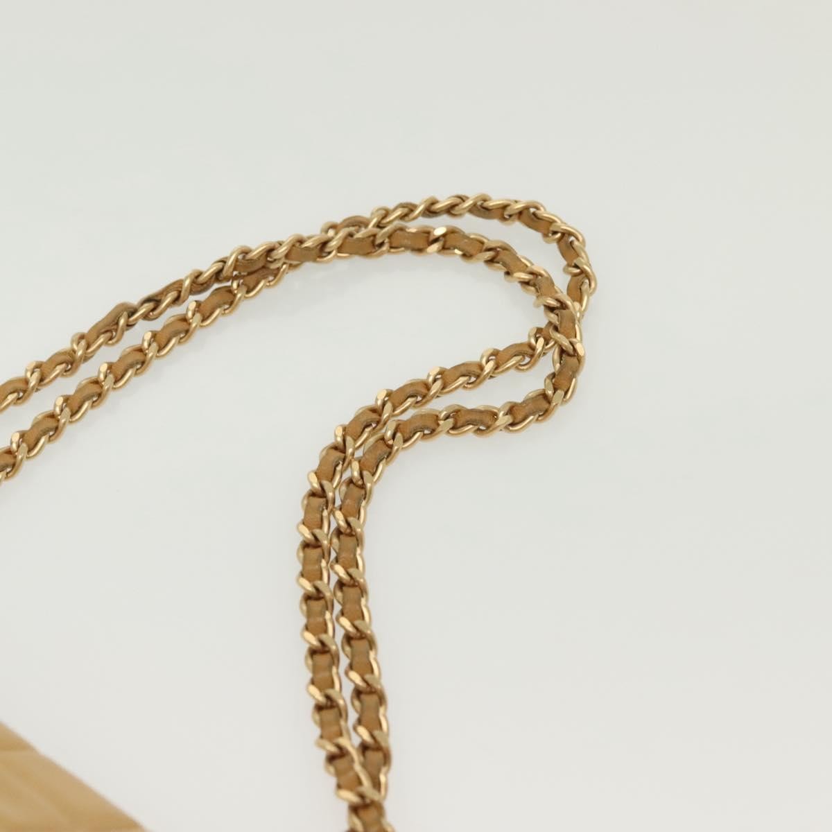 Chanel Chocolate Bar Flap Bag Quilted Lambskin, BEIGE, LEATHER, Shoulder bag