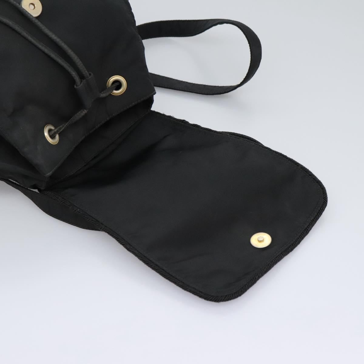 Prada Flap Drawstring Backpack Tessuto, BLACK, NYLON, Backpack