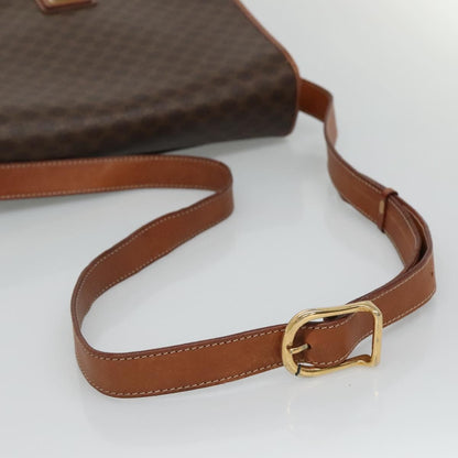 Celine Vintage Macadam Shoulder Bag Canvas and Leather, BROWN, CANVAS, Shoulder bag
