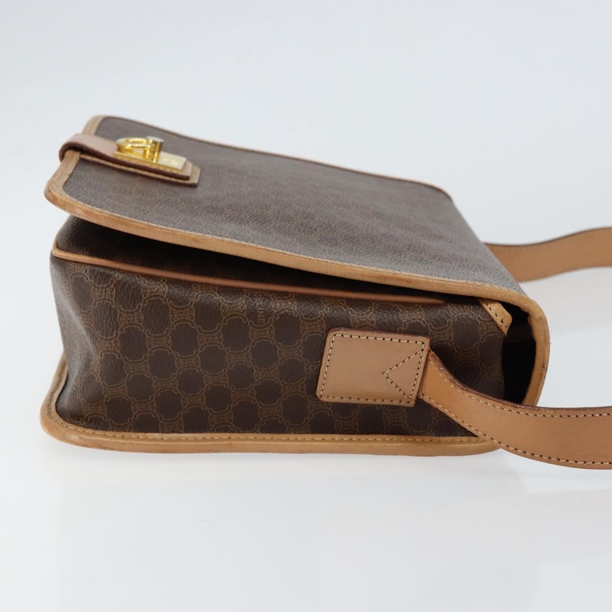 Celine Vintage Macadam Shoulder Bag Canvas and Leather, BROWN, CANVAS, Shoulder bag