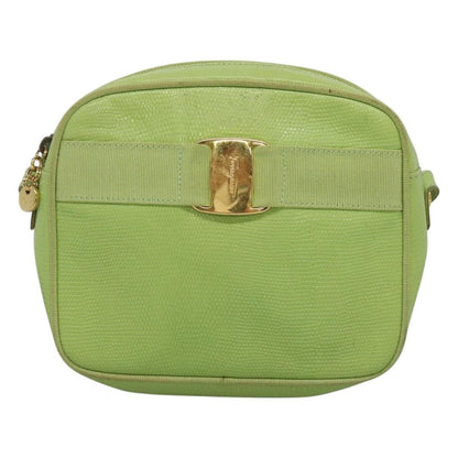 Salvatore Ferragamo Vala Shoulder Bag Leather, GREEN, LEATHER, Shoulder bag