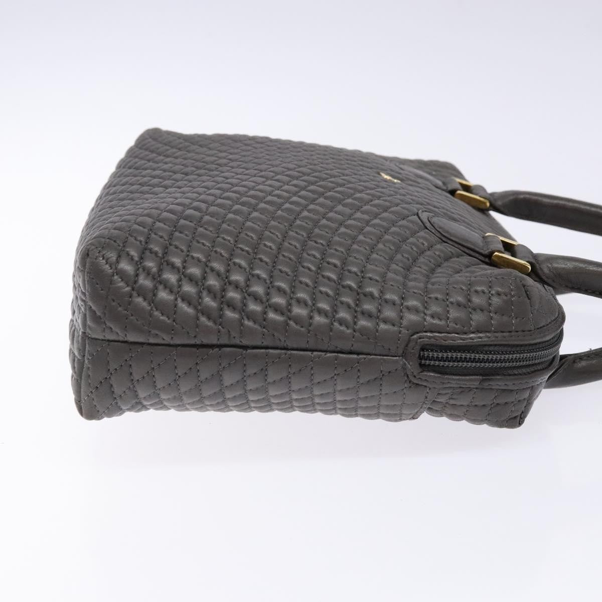 Bally Vintage Handbag Quilted Leather, Gray, Leather, Handbag