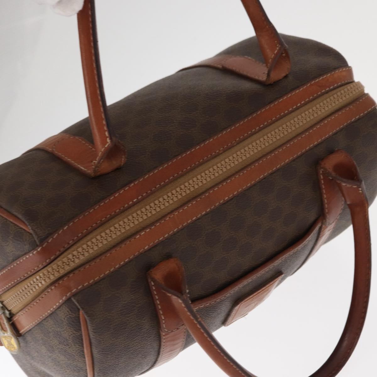 Celine Macadam Handbag Macadam with leather, BROWN, CANVAS, Handbag