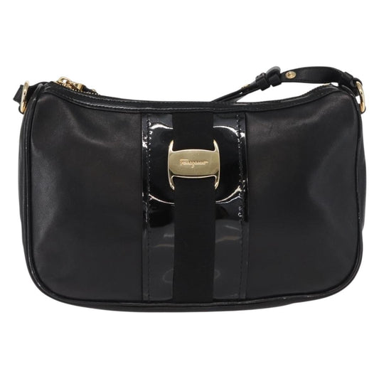 Salvatore Ferragamo Vala Shoulder Bag Leather, BLACK, LEATHER, Shoulder bag