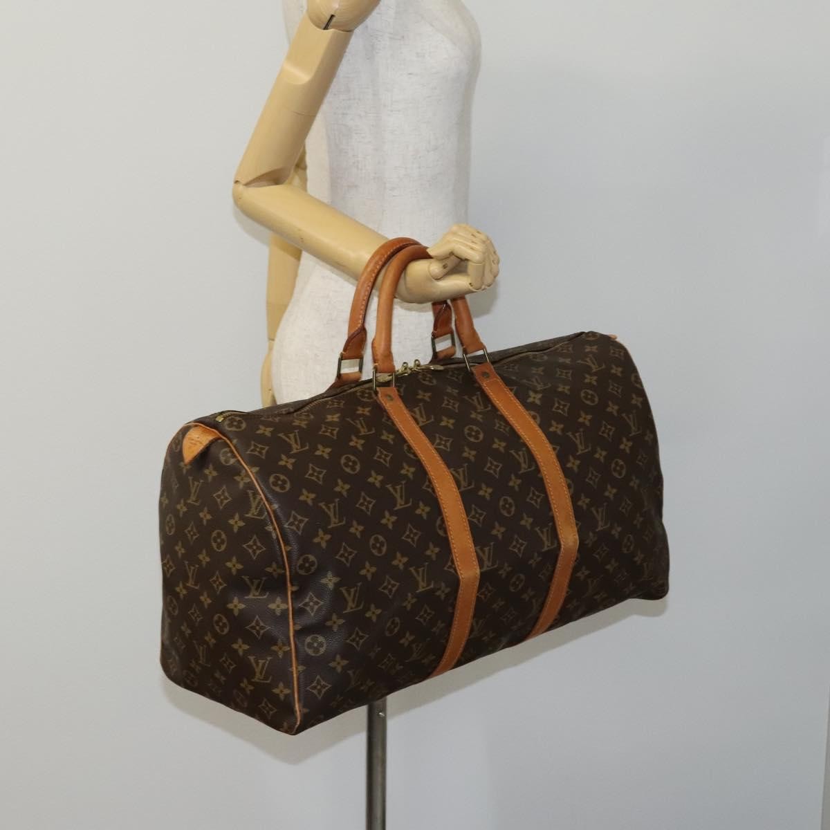 Louis Vuitton Keepall Bag Monogram Canvas, BROWN, CANVAS, Travel bag