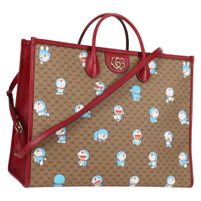 Gucci Doraemon Tote Printed Mini GG Coated Canvas, BROWN, CANVAS, Tote bag