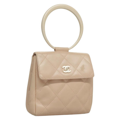 Chanel Vintage Clutch Leather, BEIGE, LEATHER, Clutche & pouche