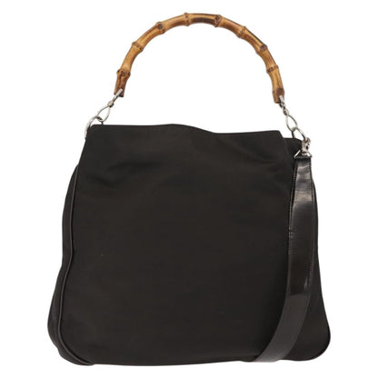 Gucci Vintage Bamboo Shoulder Bag Nylon, Brown, Nylon, Shoulder Bag