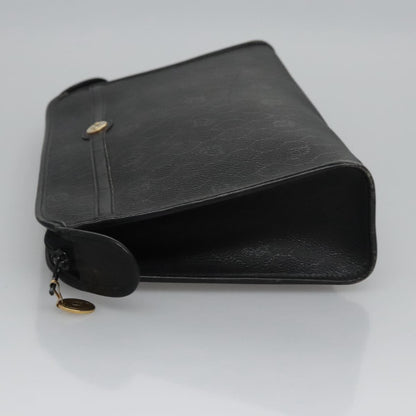 Christian Dior Vintage Honeycomb Zip Pouch Coated Canvas, BLACK, CANVAS, Clutche & pouche